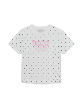 Women's Dots Pattern Lettering Slim Semi Crop T-shirts