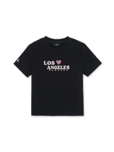 Women's Leopard Heart Lettering Slim Semi Crop T-Shirts