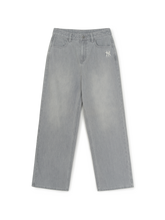 Women's Basic Small Logo Summer Tencel Wide Denim Pants