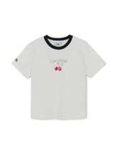 Women's Summer Fruits Lifestyle Slim Semi Crop Ringer T-shirts
