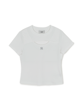 Women's Cut Out Detail Slim Semi Crop T-Shirts