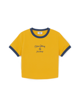 Women's Sportive Cursive Ringer Crop T-shirts
