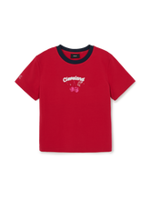 Women's Summer Fruits Lifestyle Slim Semi Crop Ringer T-Shirts