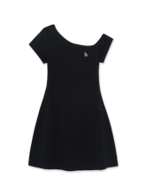 Women's Basic Off Shoulder Shirring Ribbed Dress
