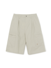 Washed Cotton Pin-Tuck Cargo Bermuda Shorts
