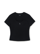 Women's Cut Out Detail Slim Semi Crop T-Shirts