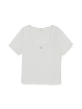 Women's Basic Lace Square Neck Slim Semi Crop T-shirts