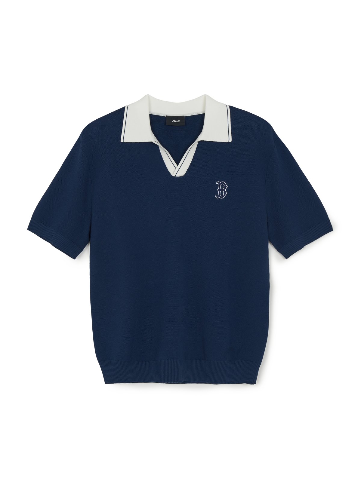 Varsity Tuck Texture Open Collar Short Sleeve Knit Pullover
