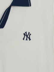 Varsity Tuck Texture Open Collar Short Sleeve Knit Pullover