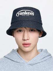 Vintage Denim Curve Logo Bucket Hat