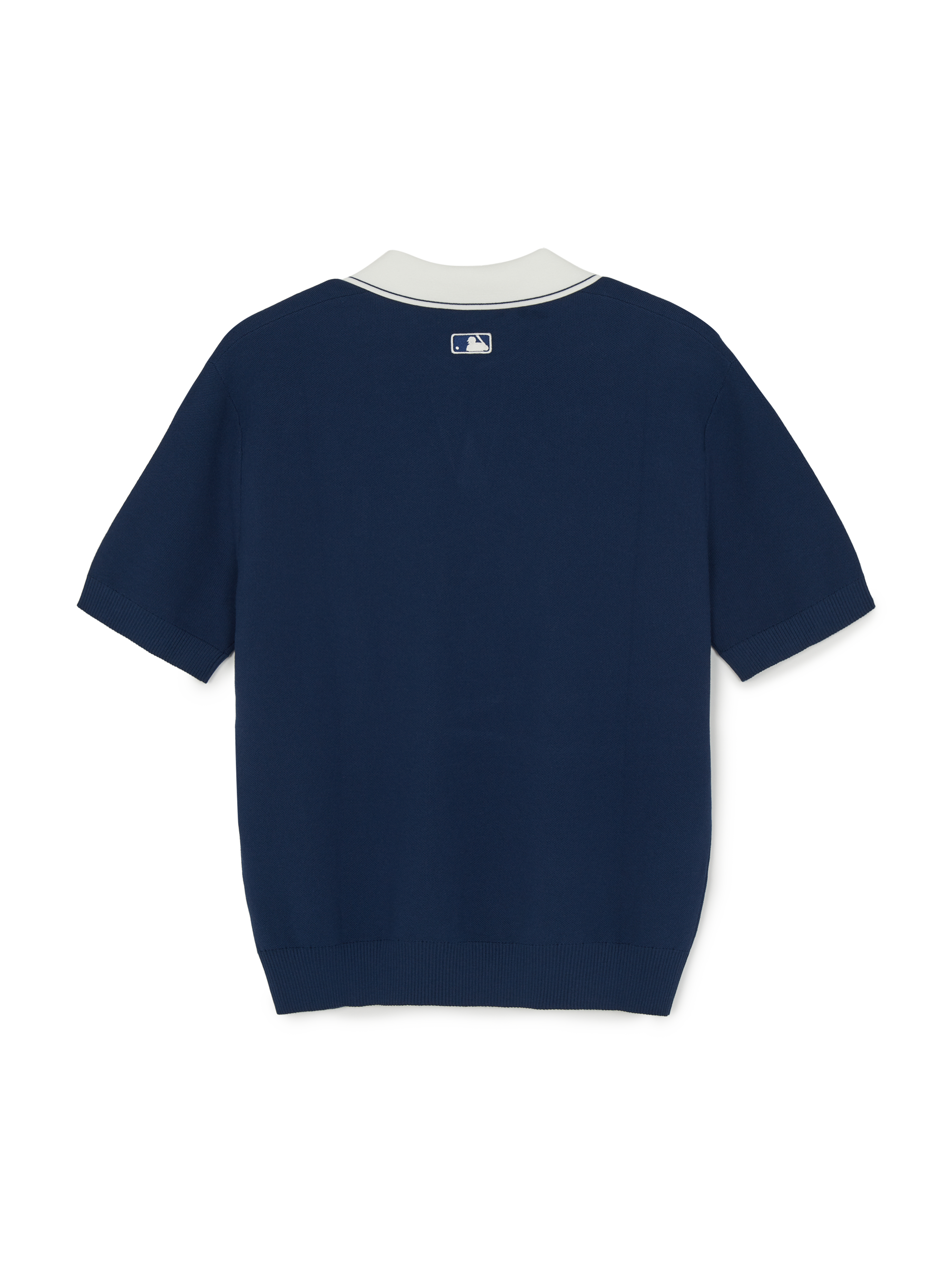Varsity Tuck Texture Open Collar Short Sleeve Knit Pullover