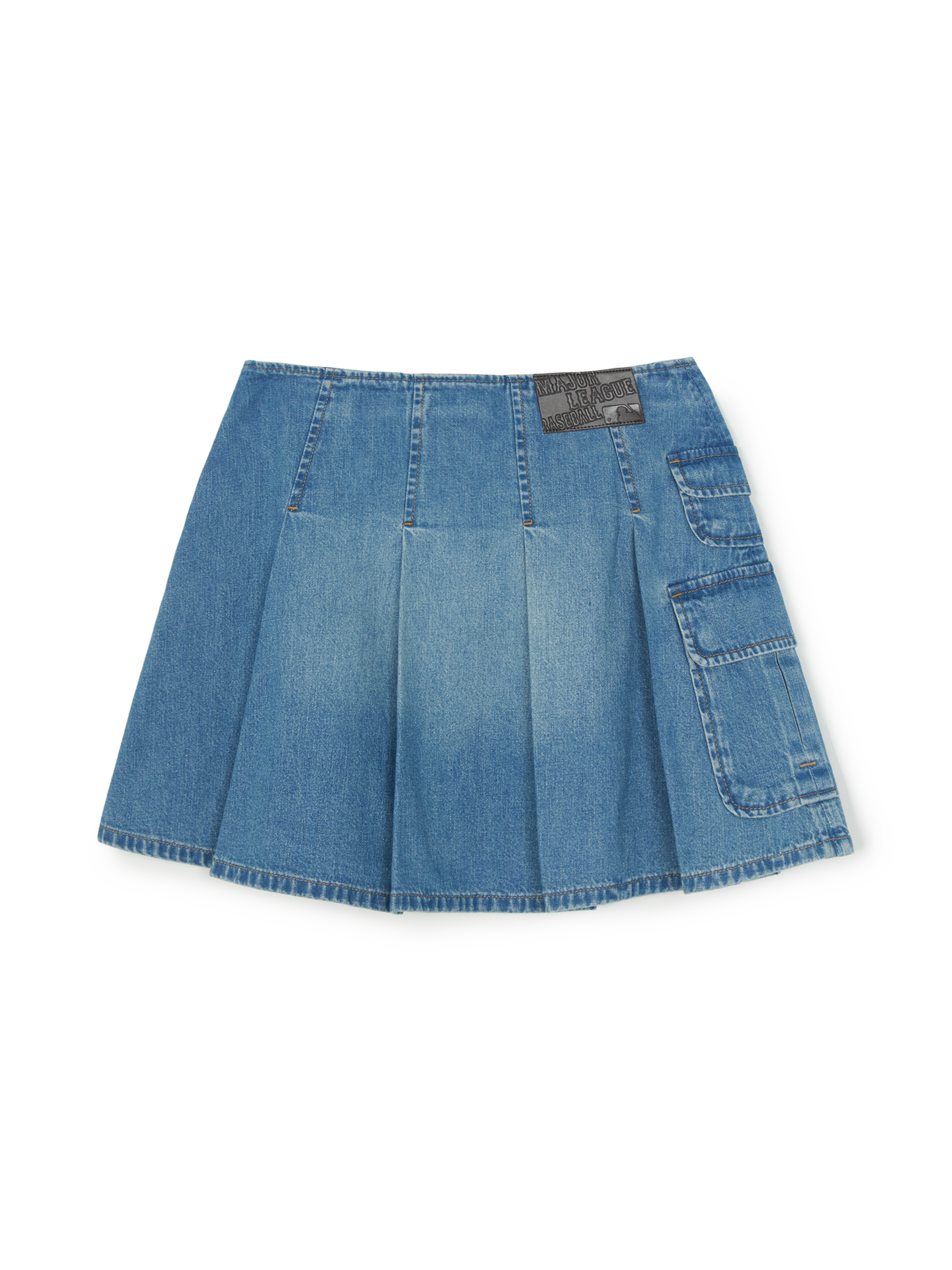 Women's Varsity Vintage Denim Cargo Pleated Skirt