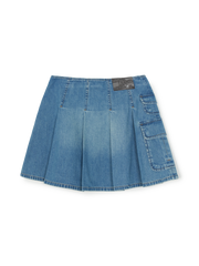 Women's Varsity Vintage Denim Cargo Pleated Skirt