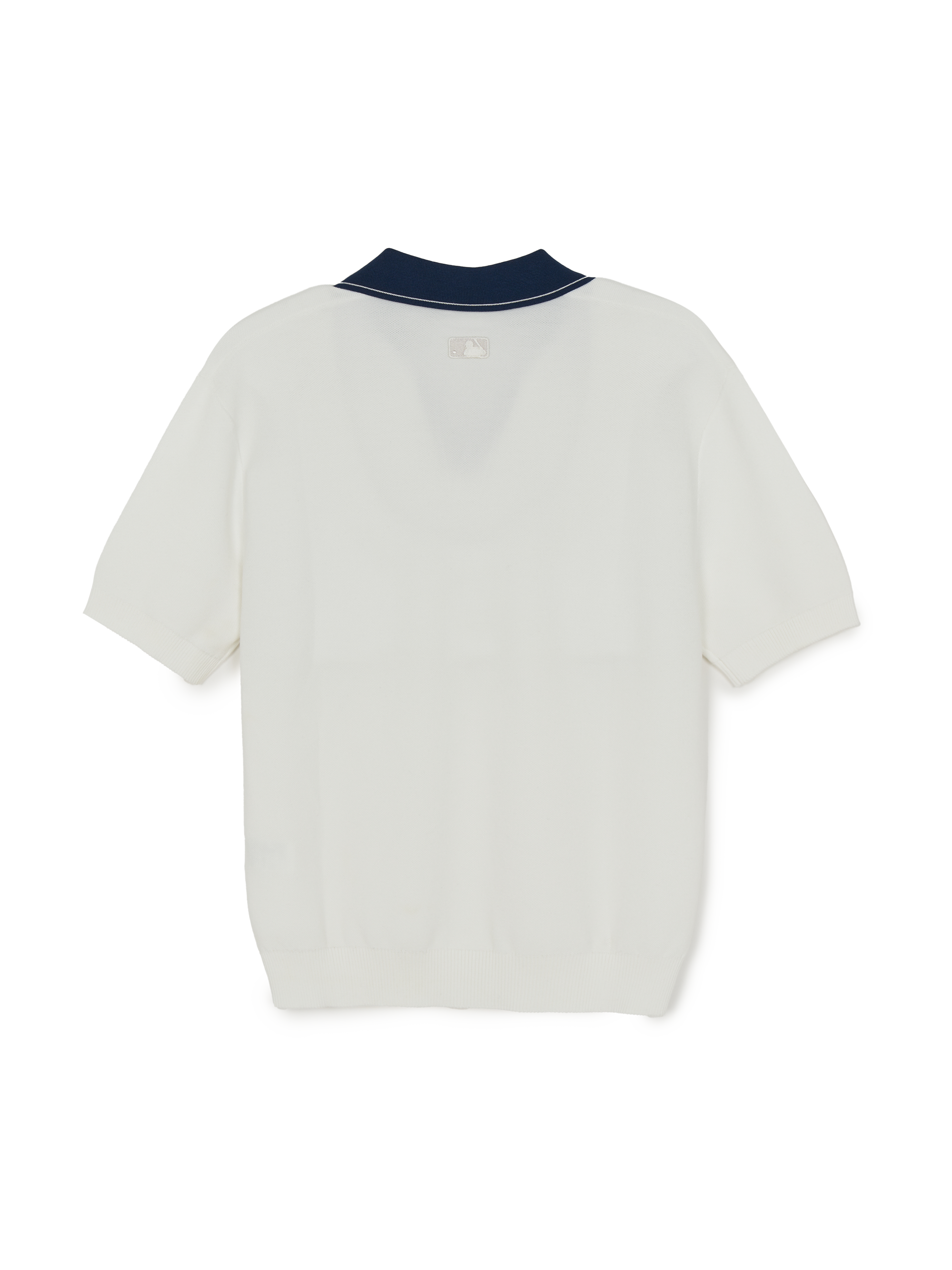 Varsity Tuck Texture Open Collar Short Sleeve Knit Pullover
